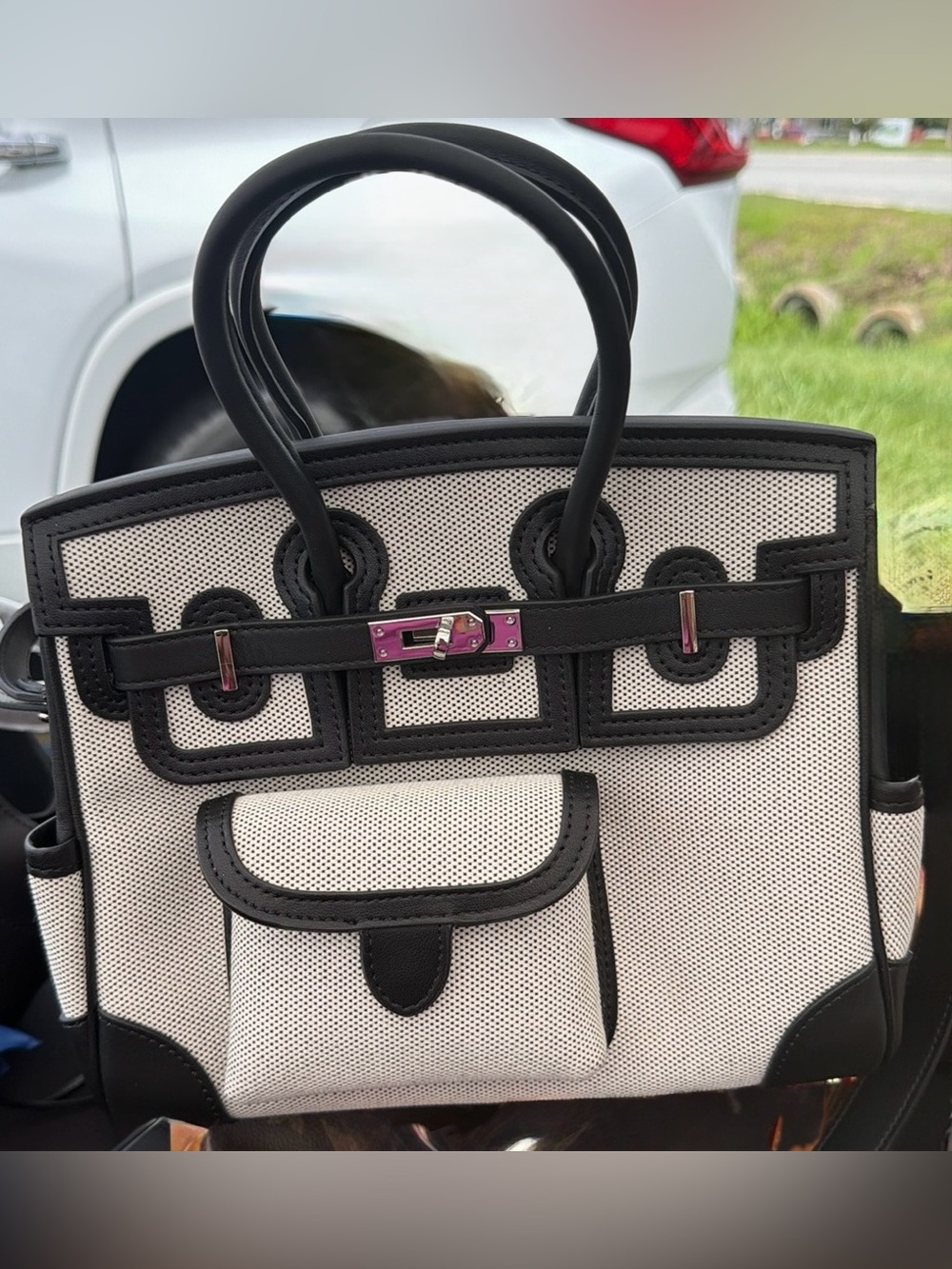 Gray & Black Tote Bag